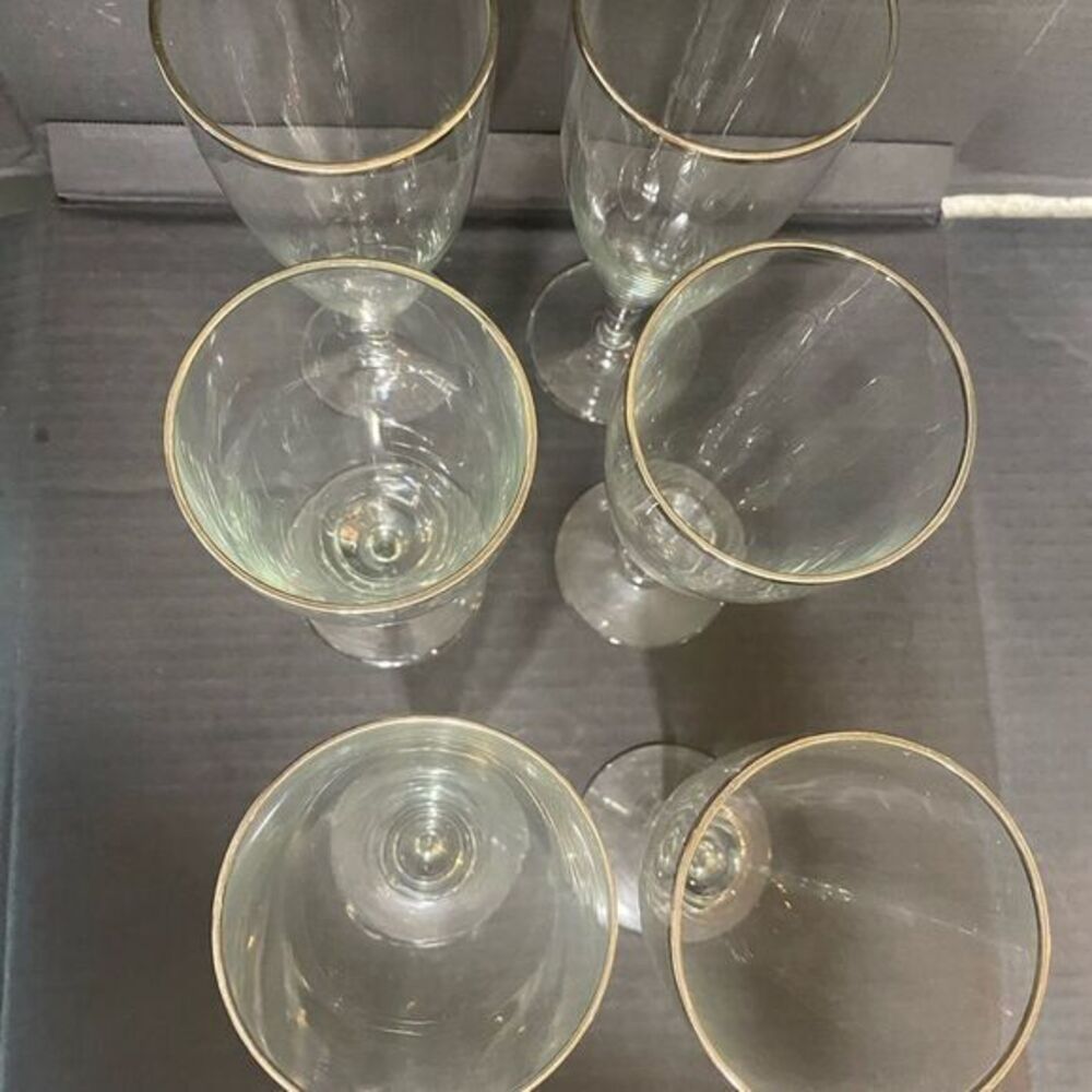 - Set of six silver trimmed 12 oz goblets - Picture 3 of 6